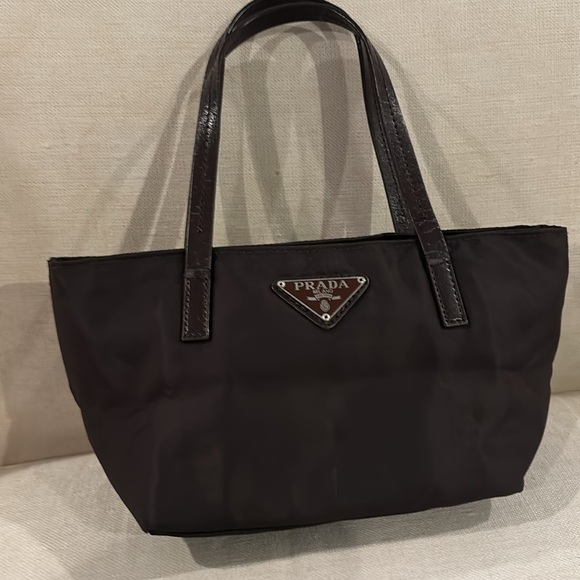 Brown nylon Prada mini with double leather handles - Picture 3 of 7